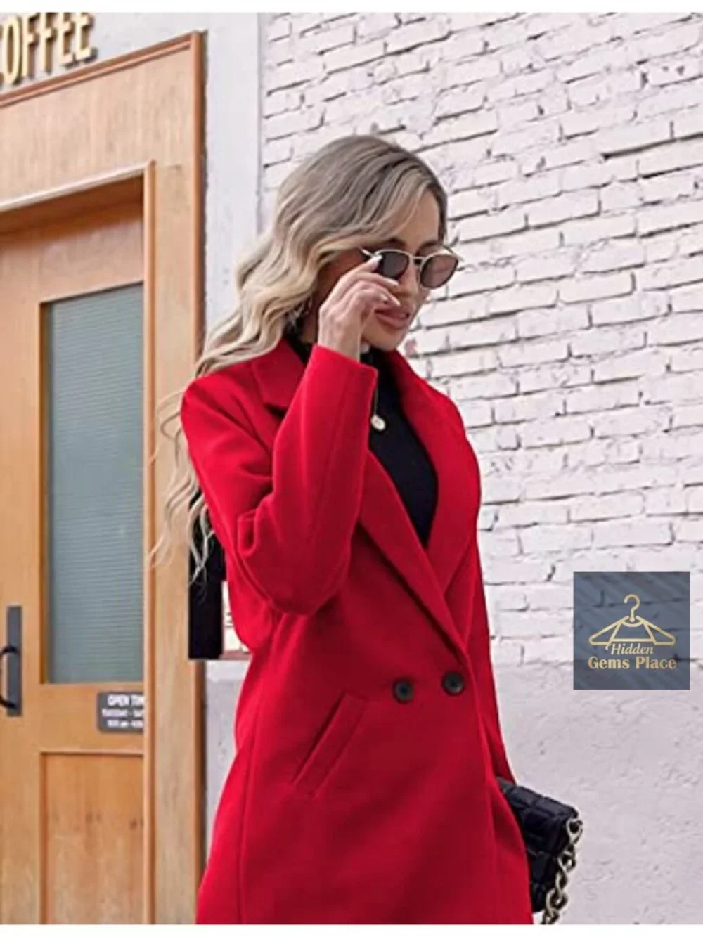 Women's Wool Peacoat Double-Breasted Notch Lapel Long Sleeve Winter Coat
